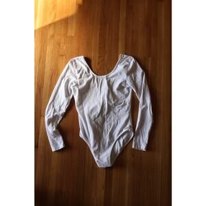 American Apparel longsleeve scoop neck scoop back white bodysuit medium